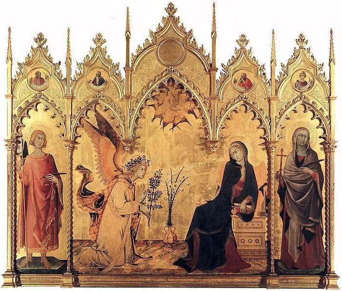 Simone Martini The Annunciation with St. Margaret and St. Asano, Norge oil painting art